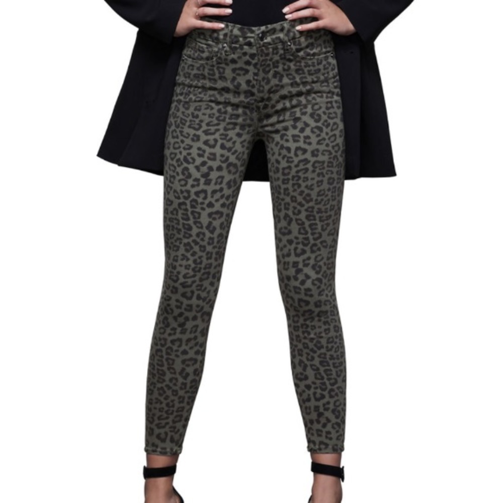 Good American Good Waist Leopard-Print Ankle Skinny Jeans